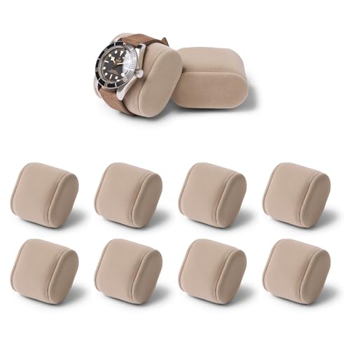TAWBURY Bayswater Watch Box Pillows - Extra-Small | 16.5cm/6.5" Circumference | 55mm/2.2" Width | Compatible with Bayswater 8 Slot Watch Box (Taupe) | Pack of 8 Pillows (Beige/Cream) - Image 1