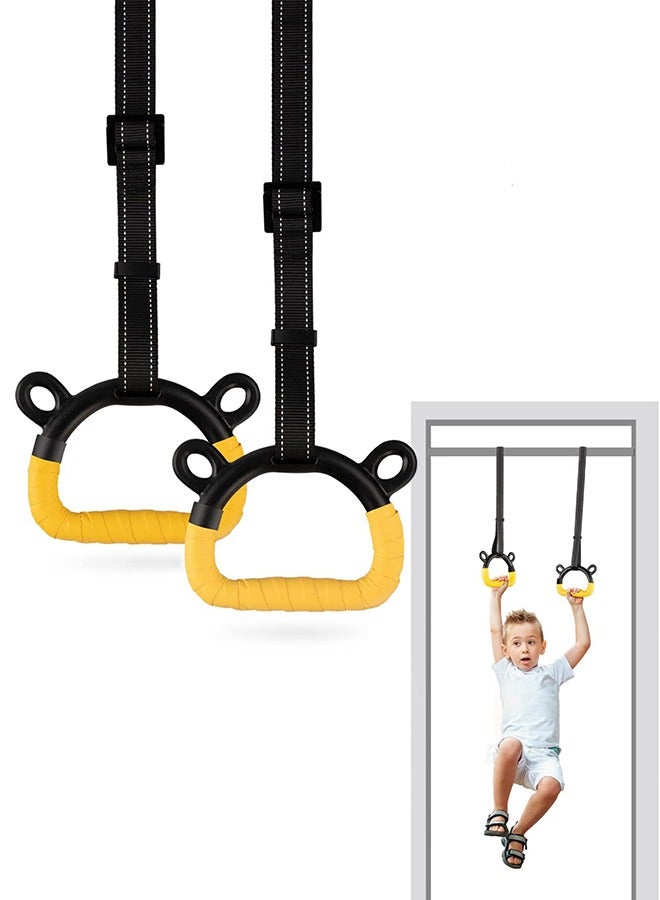 Garlo Kids Gymnastic Rings Pull up Rings for Chlidren Exercise,Indoor Gym Ring,Kids Gymnastics Rings with Adjustable Straps,Load Bearing 100kg  - Image 1