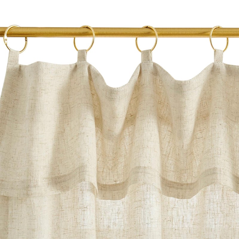 jinchan Linen Tier Curtains with Attached Valance for Kitchen Windows 24 Inch Length Farmhouse Cafe Curtains for Small Windows Light Filtering Rustic Short Drapes for Bathroom Laundry 2 Panels Beige - Image 5