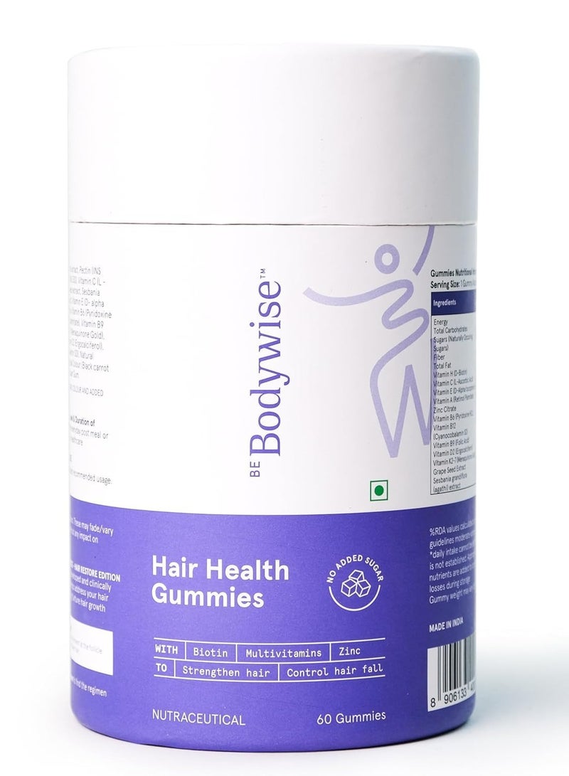 Be Bodywise Biotin Hair Gummies With No Added Sugar High Potency Biotin Supplements 60 Gummies 60 Day Pack - Image 1