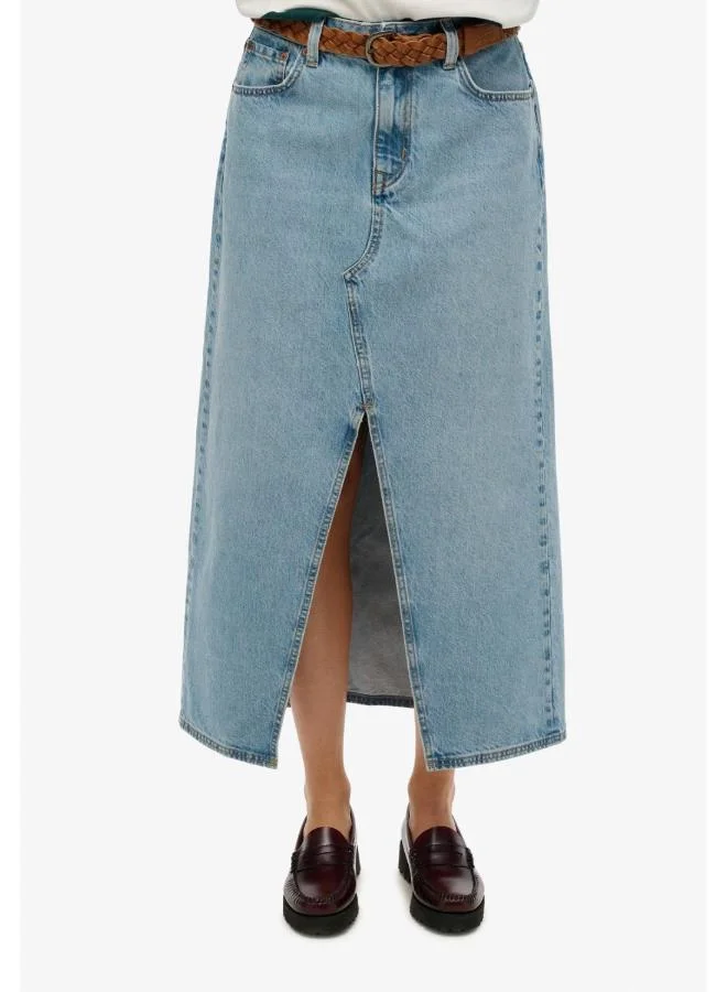 Denim Split Maxi Skirt