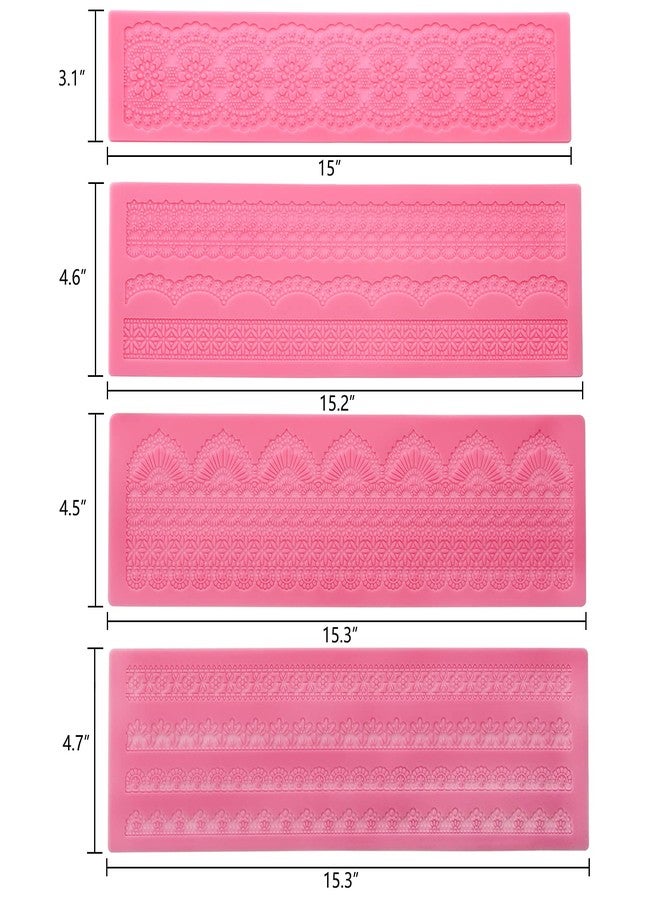 هيدوم مجموعة هيدوم من 4 قوالب سيليكون صالحة للأكل لتزيين الكيك بعجينة السكر، قالب كبير 15.5 بوصة، قوالب بنقوش زهور، أدوات حرفية لتزيين الكيك - Image 4