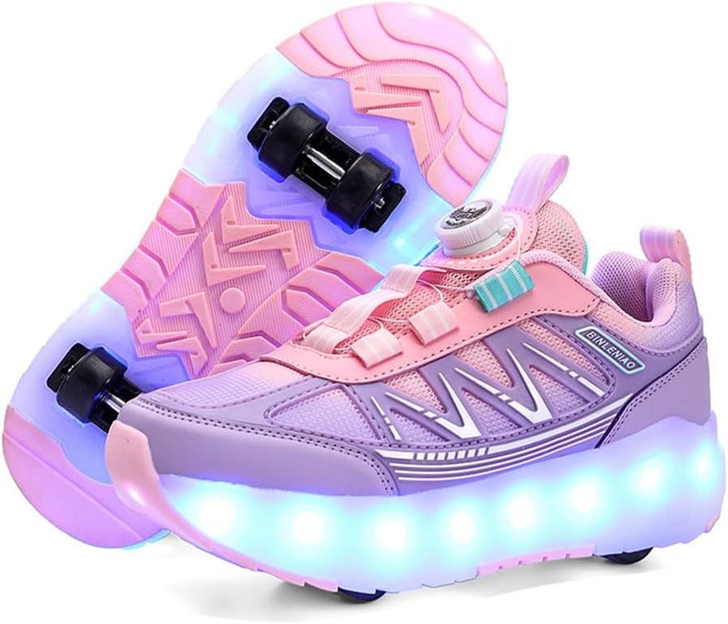 HFXC Roller Skates 4 Wheels Shoes for Kids - New Upgrade Skates Sneakers LED Light Up Rechargeable Sport Sneaker for Boys Girls Beginner More Balanced - Image 1