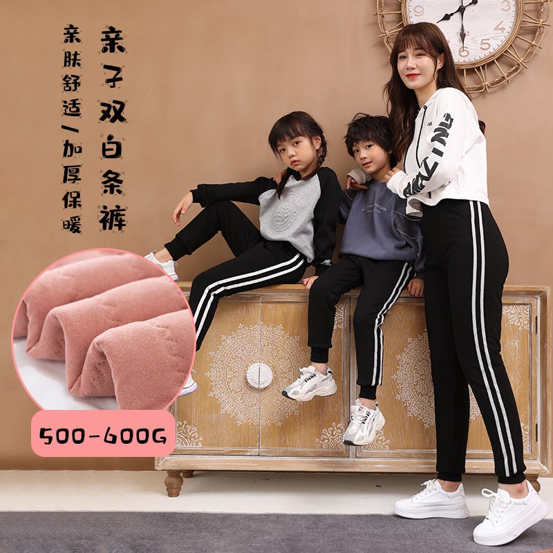550G Girls' Extra Thick Leggings High Waist Girls' Trousers Side White Silk Pants Winter Children'S Outer Wear Warm Pants - Image 2