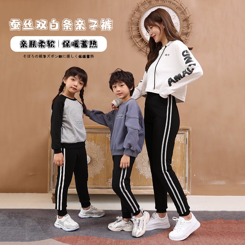 550G Girls' Extra Thick Leggings High Waist Girls' Trousers Side White Silk Pants Winter Children'S Outer Wear Warm Pants - Image 3