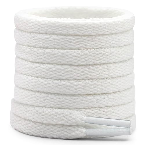 DELELE Flat Shoe Laces for Sneakers 59 inch White 625 inch Narrow Athletic Shoelaces 2 Pair - Image 1