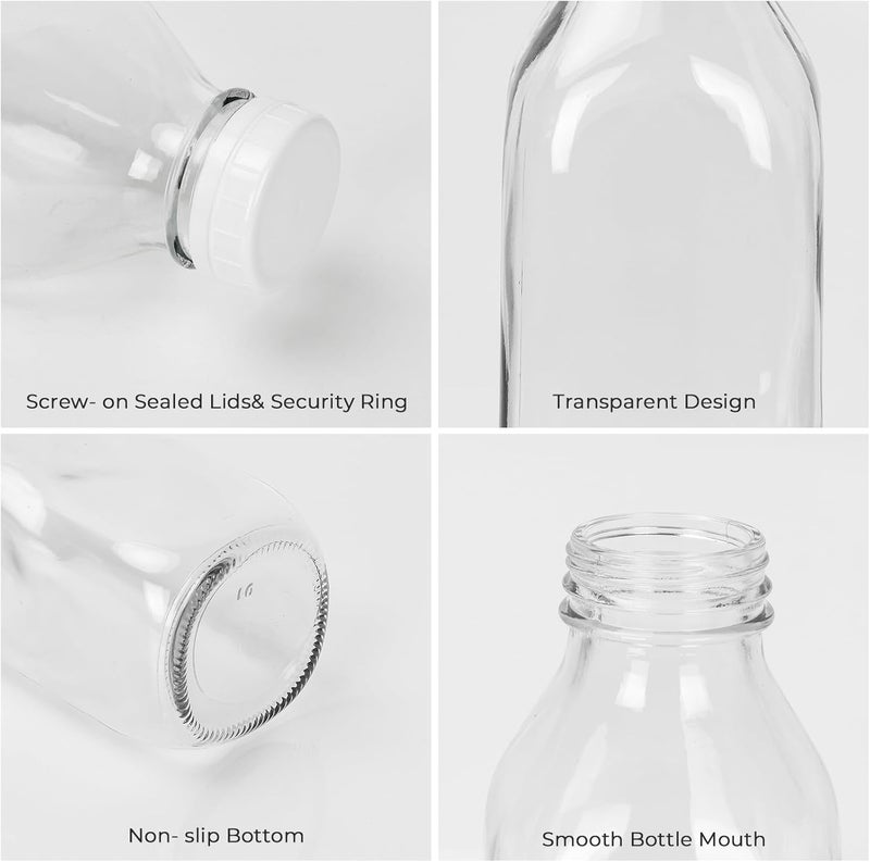 DHSBTLS Milk Bottles With Lids - Reusable Glass Containers for Refrigerator, Storing Fresh Milk, Juice, Honey - Airtight, Durable, Transparent Repeated use friendly design - Image 3