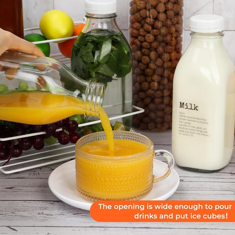 DHSBTLS Milk Bottles With Lids - Reusable Glass Containers for Refrigerator, Storing Fresh Milk, Juice, Honey - Airtight, Durable, Transparent Repeated use friendly design - Image 4