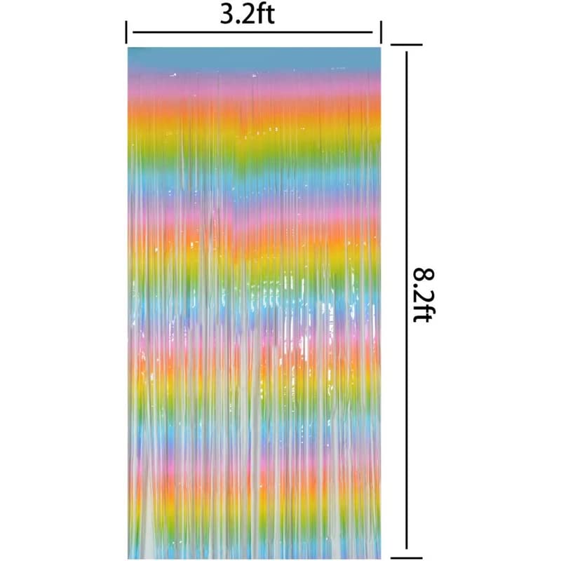 Selibration 1m x 2m Rainbow Pastel Foil Fringe Curtain|Metallic Backdrop for Party Birthday Baby Shower Cradle Wedding, Home Decoration, Photo Booth Props Curtain Event and Party Supplies|Pack of 1pcs - Image 3