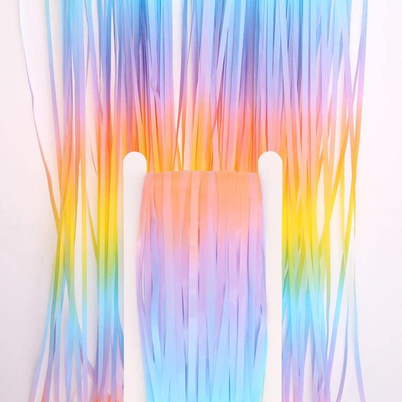 Selibration 1m x 2m Rainbow Pastel Foil Fringe Curtain|Metallic Backdrop for Party Birthday Baby Shower Cradle Wedding, Home Decoration, Photo Booth Props Curtain Event and Party Supplies|Pack of 1pcs - Image 4