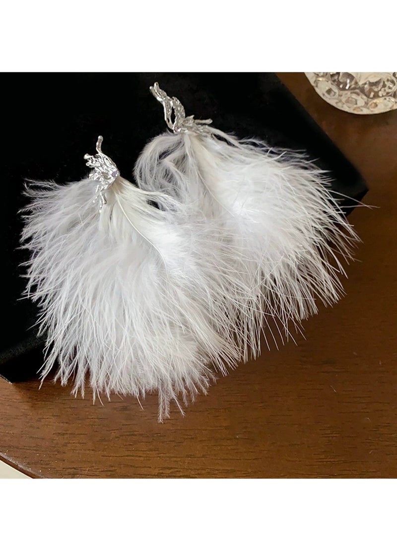 Generic - Women’s Feather Tassel Earrings Butterfly Design with Diamond Accents, Ideal for Weddings, Eid Celebrations, Evening Parties & Date Nights - Image 1