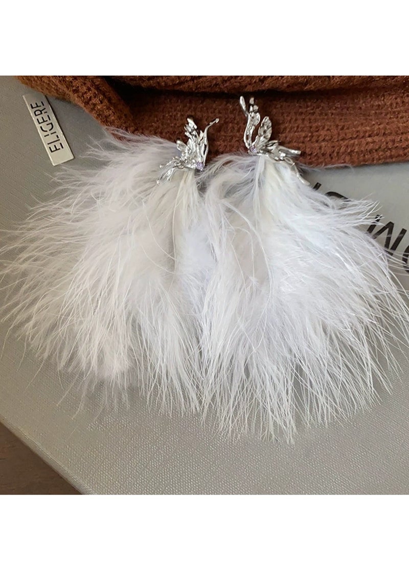 Generic - Women’s Feather Tassel Earrings Butterfly Design with Diamond Accents, Ideal for Weddings, Eid Celebrations, Evening Parties & Date Nights - Image 1