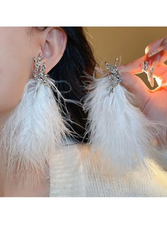 Women’s Feather Tassel Earrings Butterfly Design with Diamond Accents, Ideal for Weddings, Eid Celebrations, Evening Parties & Date Nights