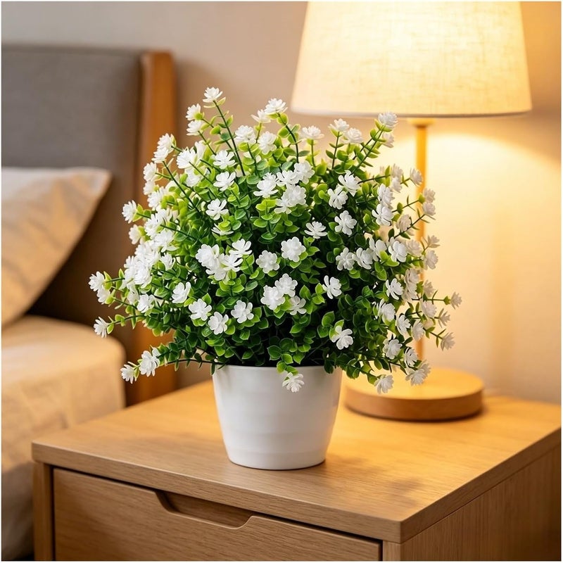 Artificial White Flower Bush, Faux Greenery Plant for Indoor Outdoor Home Garden Patio Decor(White(2pcs)) - Image 5