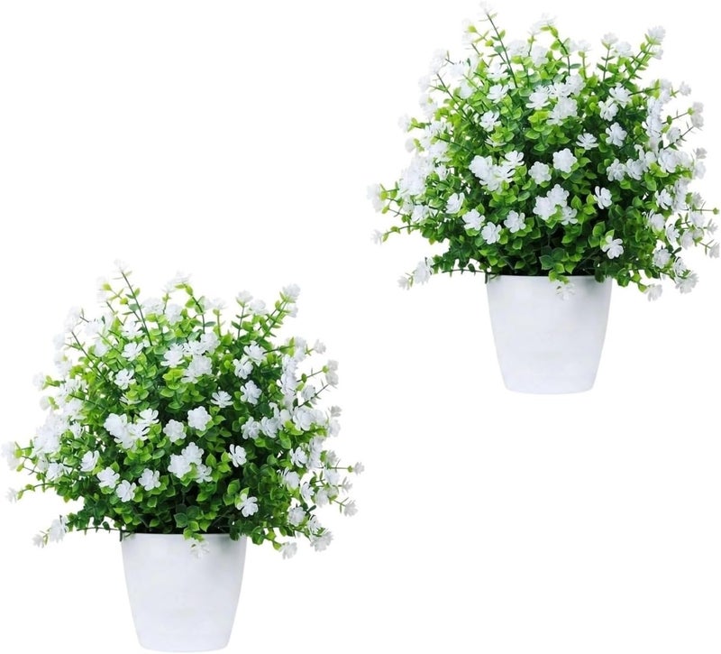 Artificial White Flower Bush, Faux Greenery Plant for Indoor Outdoor Home Garden Patio Decor(White(2pcs)) - Image 1