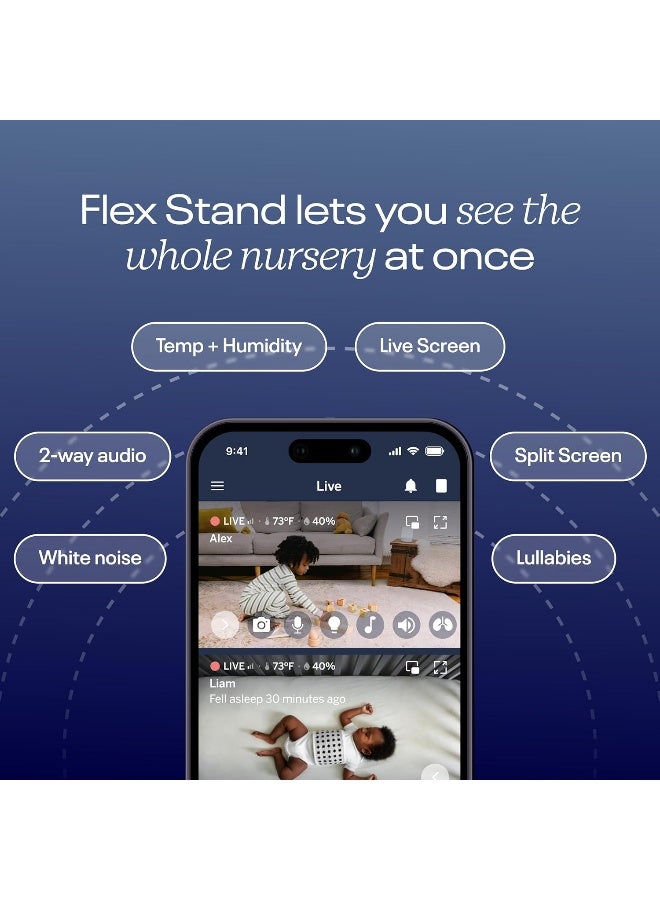 Nanit مراقب الأطفال الذكي نانيت برو وحامل فليكس - كاميرا فيديو آمنة بدقة 1080 بكسل عبر الواي فاي - Image 4