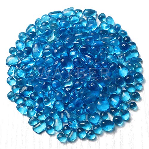 WAYBER Glass Stones, 1Lb/460g Irregular Sea Glass Pebbles Non-Toxic Artificial Crystal Gemstones for Aquarium Turtle Tank Vase Filler Terrarium Flowerpot Decoration, Lake Blue - Image 2