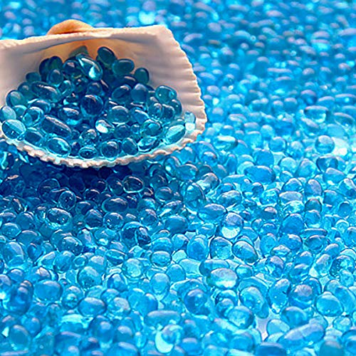 WAYBER Glass Stones, 1Lb/460g Irregular Sea Glass Pebbles Non-Toxic Artificial Crystal Gemstones for Aquarium Turtle Tank Vase Filler Terrarium Flowerpot Decoration, Lake Blue - Image 1