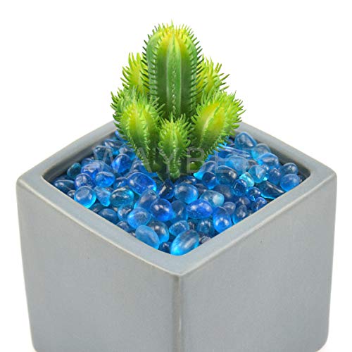 WAYBER Glass Stones, 1Lb/460g Irregular Sea Glass Pebbles Non-Toxic Artificial Crystal Gemstones for Aquarium Turtle Tank Vase Filler Terrarium Flowerpot Decoration, Lake Blue - Image 4