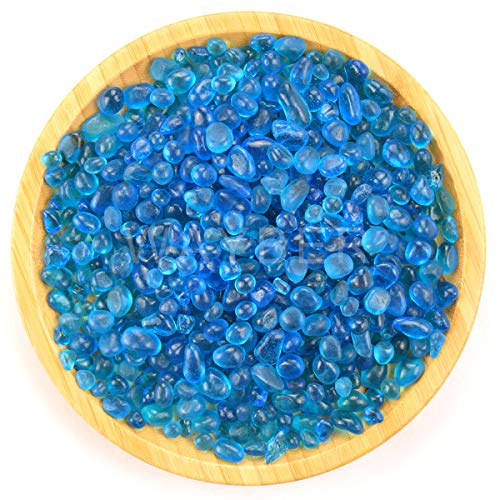 WAYBER Glass Stones, 1Lb/460g Irregular Sea Glass Pebbles Non-Toxic Artificial Crystal Gemstones for Aquarium Turtle Tank Vase Filler Terrarium Flowerpot Decoration, Lake Blue - Image 5
