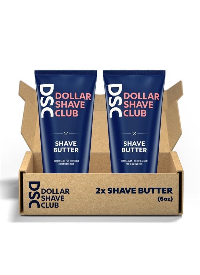 DOLLAR SHAVE CLUB Shave Butter 2-Pack | For Sensitive Skin, A Translucent Shaving Cream & Gel Alternative, Designed For A Gentle Glide, Helps To Fight Razor Bumps and Ingrown Hairs, Blue  - Image 1