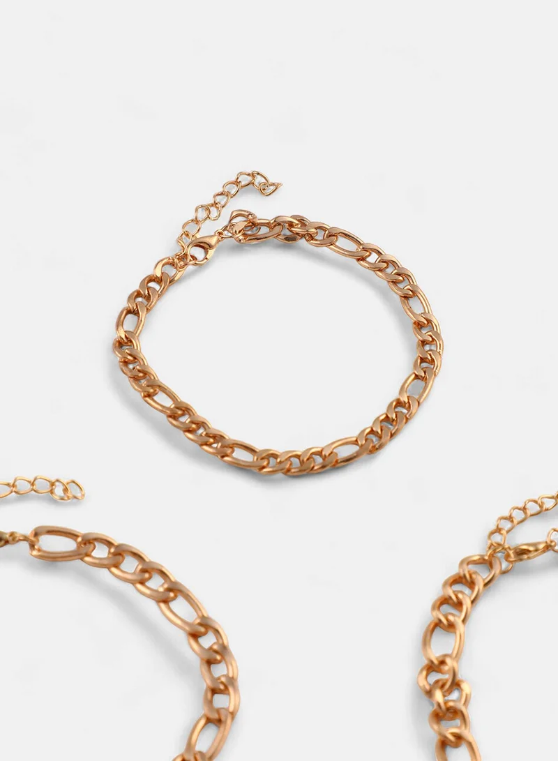 SOHI  Set Of 3 Chainlink Link Artificial Bracelet Jewellery  | Best Price UAE