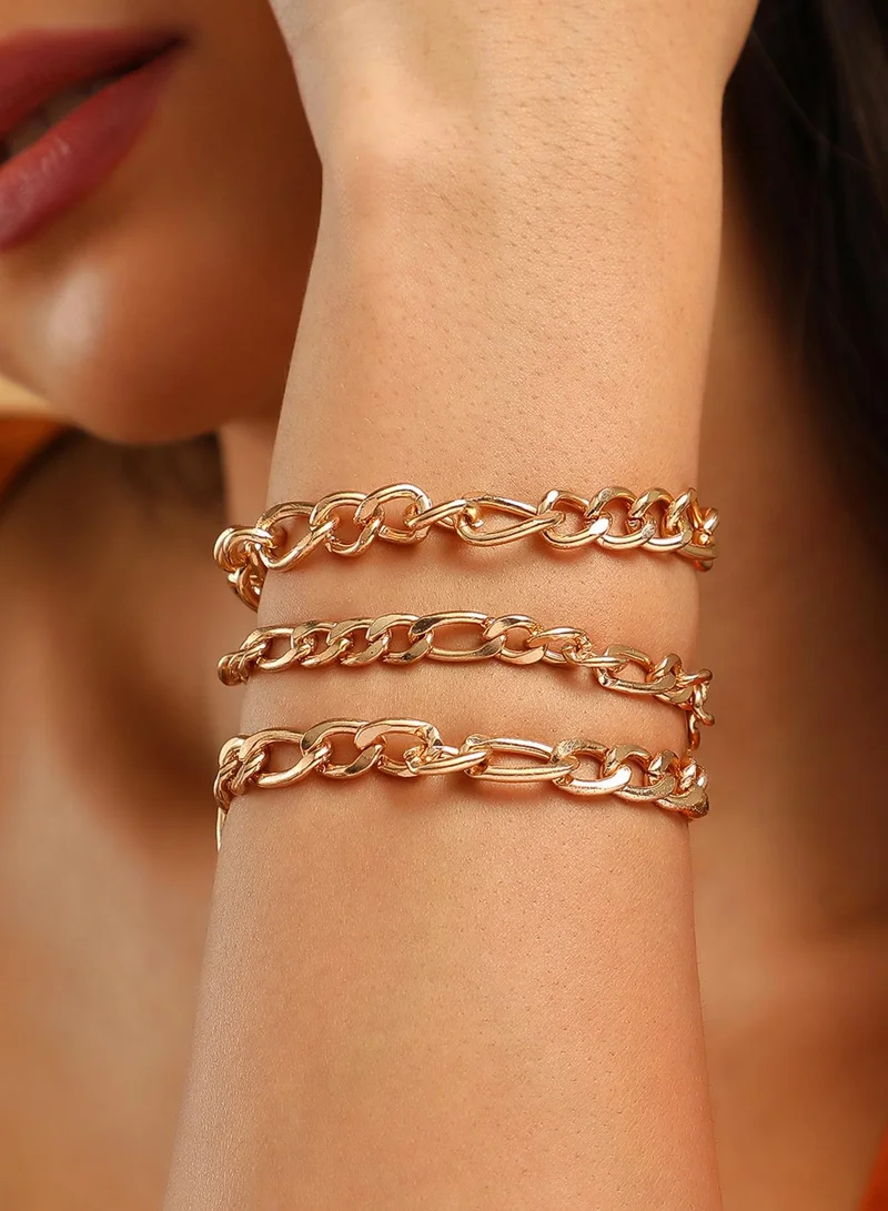 SOHI  Set Of 3 Chainlink Link Artificial Bracelet Jewellery  | Best Price UAE