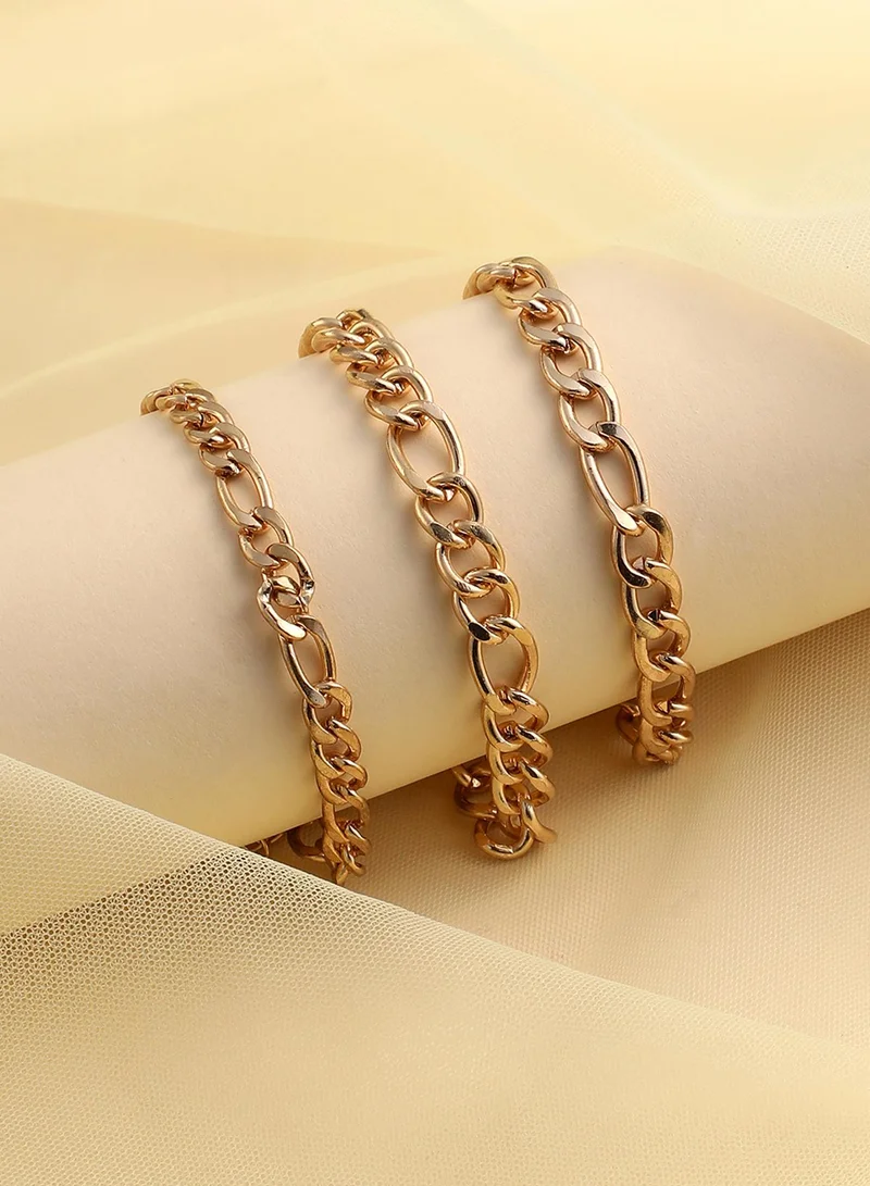 SOHI  Set Of 3 Chainlink Link Artificial Bracelet Jewellery  | Best Price UAE