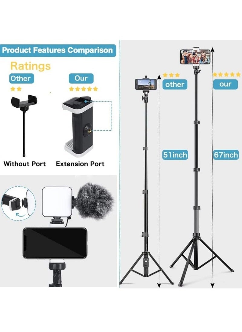 ELTRAZONE Selfie Stick,Phone Tripod Stand with Remote, Cell Phone Stand Tripod with Phone Holder for Vlogging - Image 3