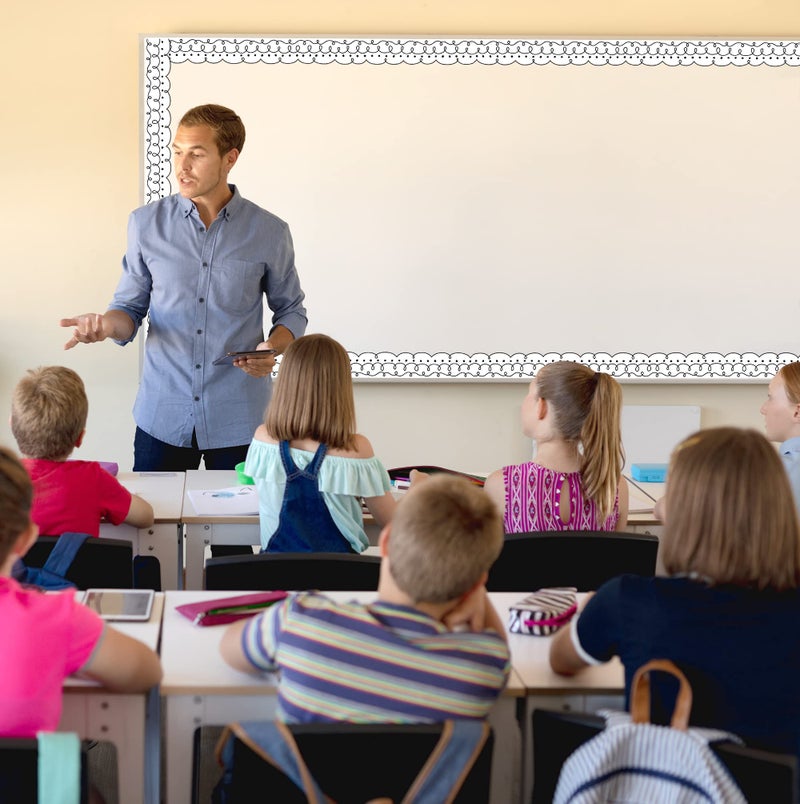 Teacher Created Resources موارد تم إنشاؤها من قبل المعلمين: حواف مقطوعة على شكل دوائر وخطوط (TCR8914)، أسود، أبيض - Image 4