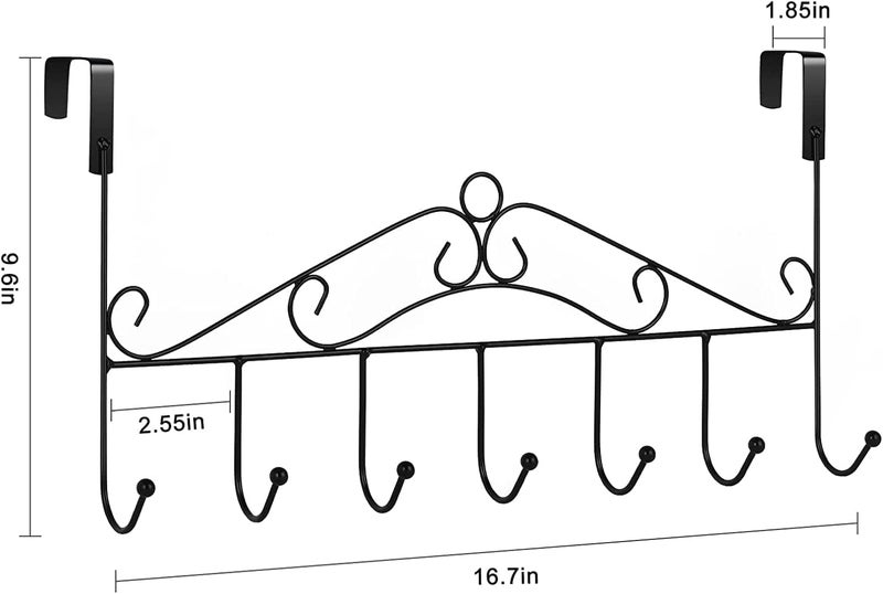 ATHA Over The Door Hooks Over The Door Hanger for Hanging Over Door Towel Rack Coat Rack Hanger Hooks for Clothing AntiRust Overdoor Organizer Rack with 7 Hooks for Bathroom Bedroom Hat Purse - Image 2
