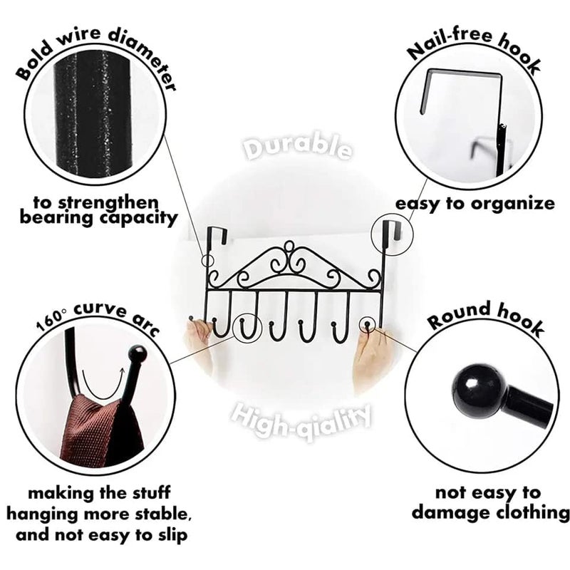 ATHA Over The Door Hooks Over The Door Hanger for Hanging Over Door Towel Rack Coat Rack Hanger Hooks for Clothing AntiRust Overdoor Organizer Rack with 7 Hooks for Bathroom Bedroom Hat Purse - Image 5