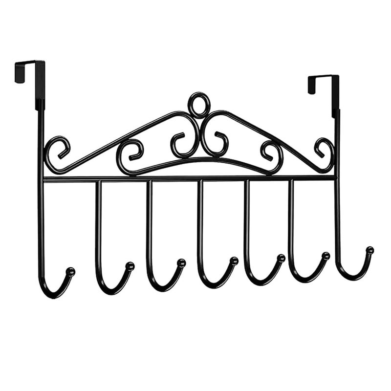 ATHA Over The Door Hooks Over The Door Hanger for Hanging Over Door Towel Rack Coat Rack Hanger Hooks for Clothing AntiRust Overdoor Organizer Rack with 7 Hooks for Bathroom Bedroom Hat Purse - Image 1