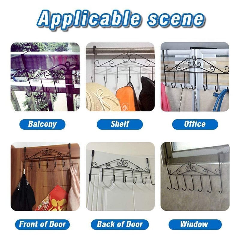 ATHA Over The Door Hooks Over The Door Hanger for Hanging Over Door Towel Rack Coat Rack Hanger Hooks for Clothing AntiRust Overdoor Organizer Rack with 7 Hooks for Bathroom Bedroom Hat Purse - Image 4