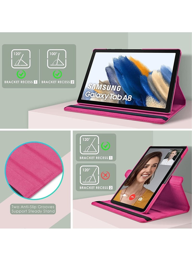 vesus Case Compatible with Galaxy Tab A8 10.5" Case (SM-X200/X205/X207), Galaxy Tab A8 Case 10.5 inch,Auto Sleep/Wake 360Â° Rotating Stand Folio Leather Case for Tab A8 2022 (Rose Red) - Image 3