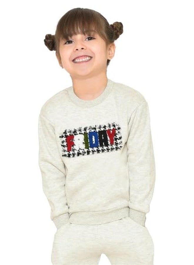 Mi Arcus Grey Knitted Full Sleeve Round Neck Sweatshirt for 3-4 Years Baby Girls Boys Kids Infants Toddlers - Image 1