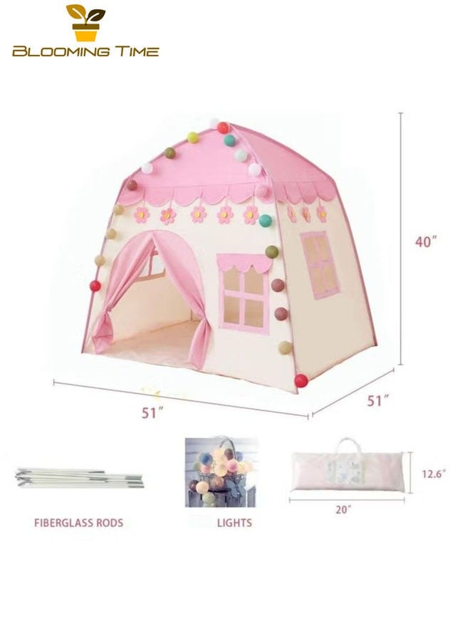 BLOOMING TIME Children's Princess Tent, Game Tent, Pink Castle, Indoor And Outdoor Children's Room, Comfortable And Breathable, Foldable For Easy Storage, Light Weight And Portable, 51x51x40 Inches - Image 2