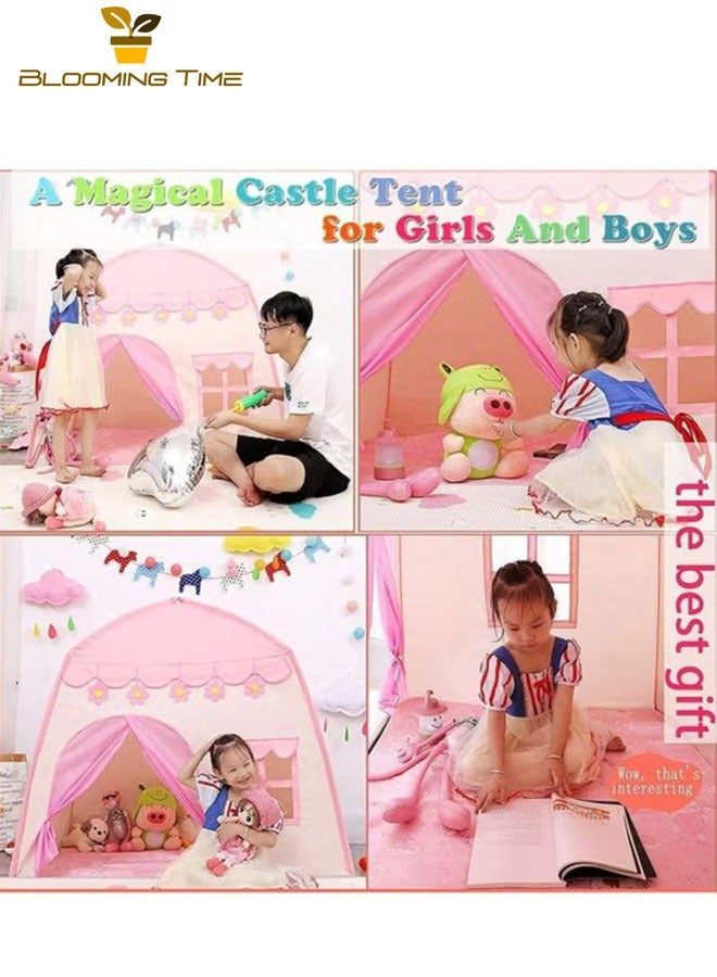 BLOOMING TIME Children's Princess Tent, Game Tent, Pink Castle, Indoor And Outdoor Children's Room, Comfortable And Breathable, Foldable For Easy Storage, Light Weight And Portable, 51x51x40 Inches - Image 5