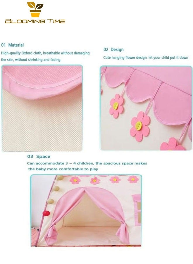 BLOOMING TIME Children's Princess Tent, Game Tent, Pink Castle, Indoor And Outdoor Children's Room, Comfortable And Breathable, Foldable For Easy Storage, Light Weight And Portable, 51x51x40 Inches - Image 3