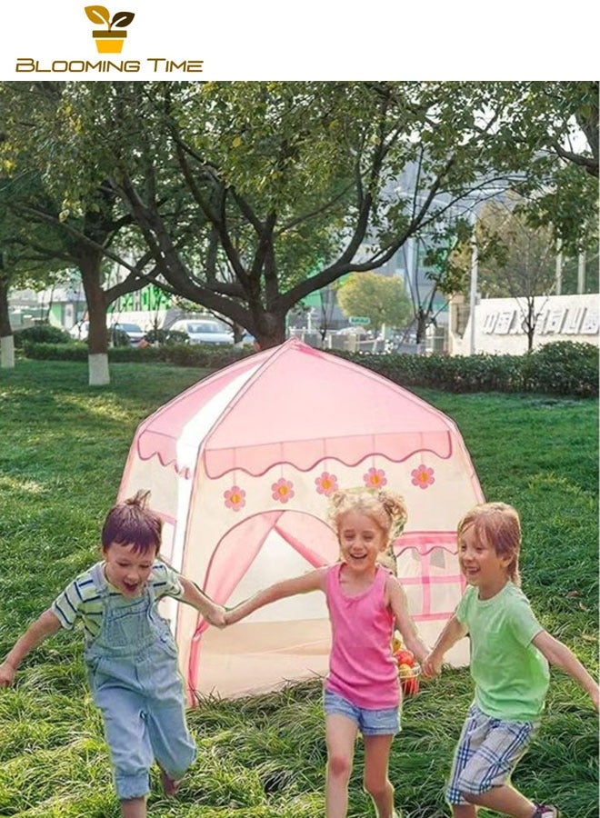 BLOOMING TIME Children's Princess Tent, Game Tent, Pink Castle, Indoor And Outdoor Children's Room, Comfortable And Breathable, Foldable For Easy Storage, Light Weight And Portable, 51x51x40 Inches - Image 4