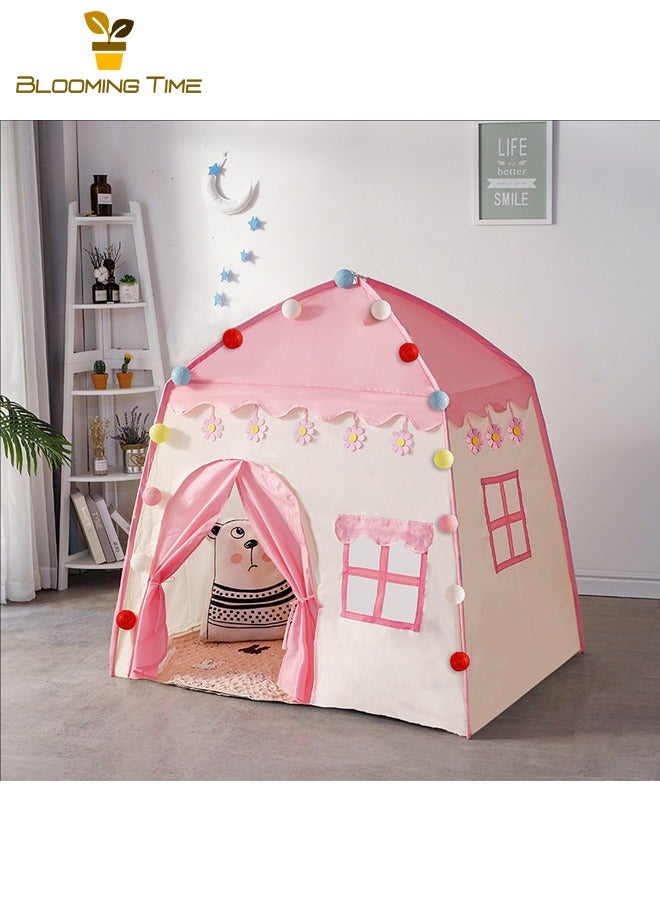 BLOOMING TIME Children's Princess Tent, Game Tent, Pink Castle, Indoor And Outdoor Children's Room, Comfortable And Breathable, Foldable For Easy Storage, Light Weight And Portable, 51x51x40 Inches - Image 1