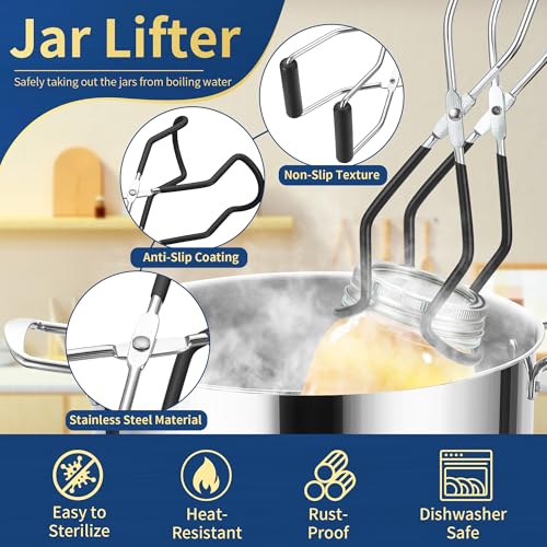 Gemfino Canning Jar Lifter Tongs with Jar Lid Lifter Magnetic Lid Lifter,Canning Bubble Popper Bubble Remover and Canning Labels for Canning Supplies Starter Kit,4Pcs Canning Tools-Black - Image 3