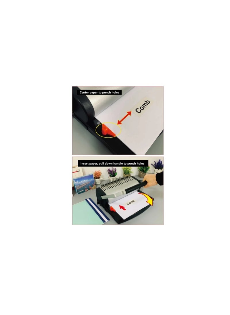 Kalon Metal Handle Plastic Wire Binding Machine Binding Machine Combs Double Handle Comb Binding Rubber Ring 21 Hole Punch Binding Machine Home Office  - Image 3