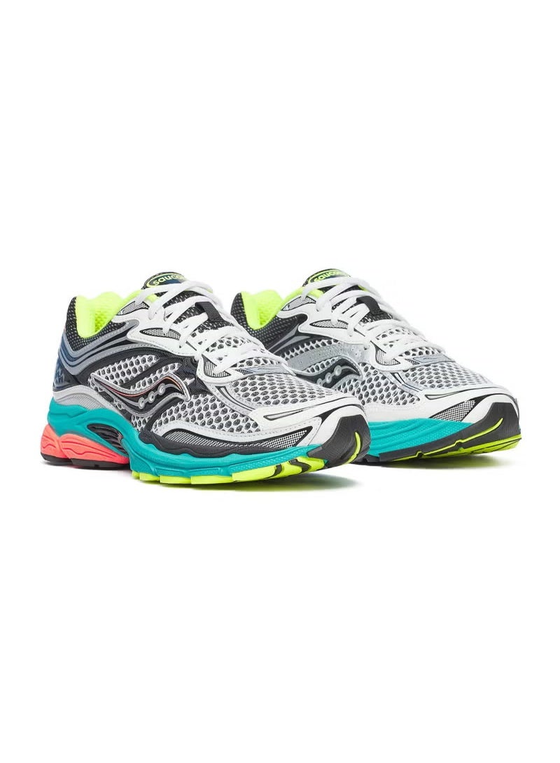Saucony ProGrid Omni 9 Men's Running Shoes - Premium Stability Road Running Sneakers, Breathable Mesh Athletic Sports Shoes, Cushioned Comfort Training Walking Gym Fitness Shoes, White Black Teal Neon - Image 3