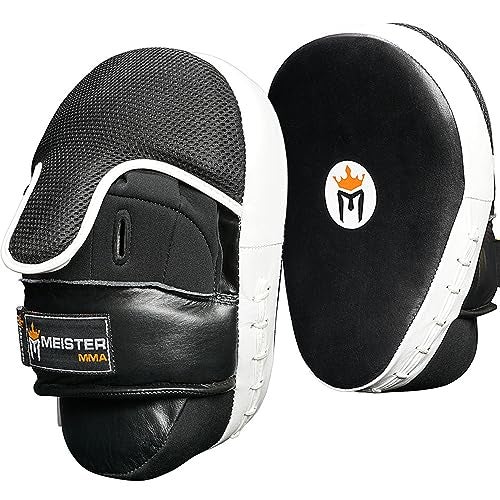 Meister Cowhide Leather Curved Focus Mitts wWrist Support Pair - Image 1