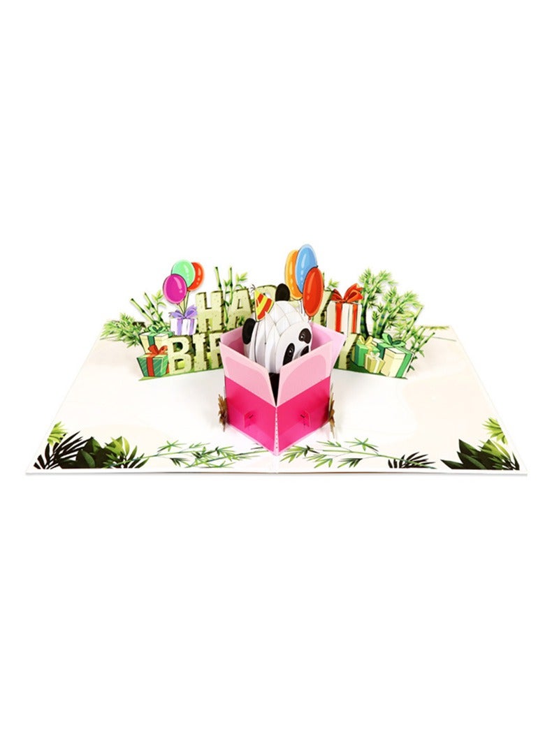 Generic 3D three-dimensional greeting card paper cartoon box Panda birthday greeting card Creative gift card 