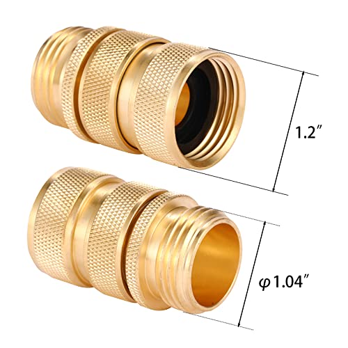 Sanpaint 3/4 Inch Brass Garden Hose Fitting Quick Connector Male and Female Set, 2 Set - Image 2