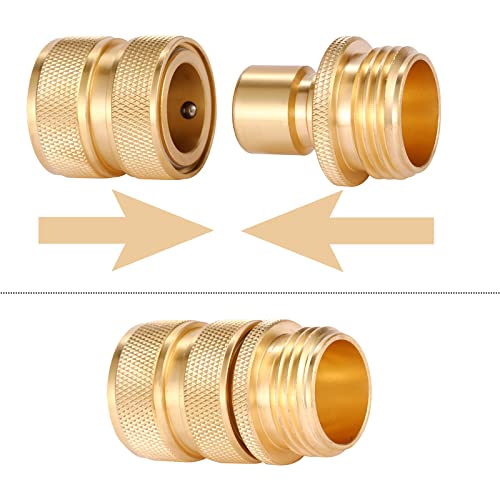 Sanpaint 3/4 Inch Brass Garden Hose Fitting Quick Connector Male and Female Set, 2 Set - Image 5