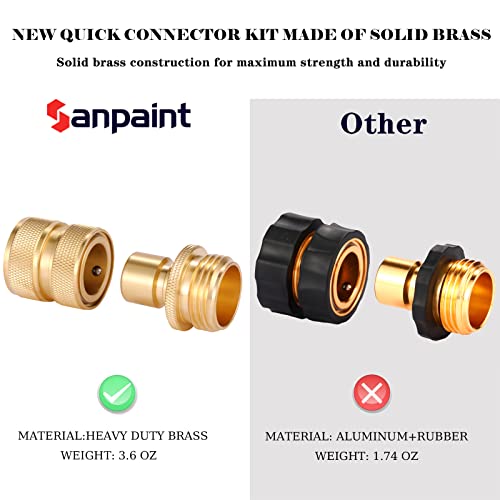 Sanpaint 3/4 Inch Brass Garden Hose Fitting Quick Connector Male and Female Set, 2 Set - Image 3