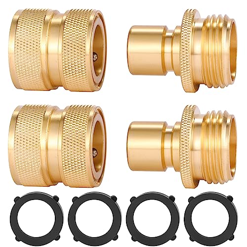 Sanpaint 3/4 Inch Brass Garden Hose Fitting Quick Connector Male and Female Set, 2 Set - Image 1